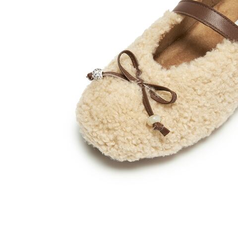 思加图2025冬季新款复古毛毛鞋玛丽珍鞋绒里保暖平底鞋女S1291DQ5