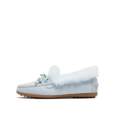 思加图2025冬季新款复古毛毛鞋豆豆鞋保暖毛里平底鞋女鞋A9593DA5