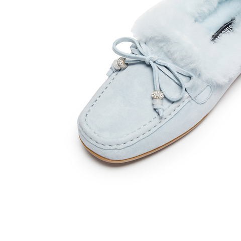 思加图2025冬季新款复古毛毛鞋豆豆鞋保暖毛里平底鞋女鞋A9593DA5