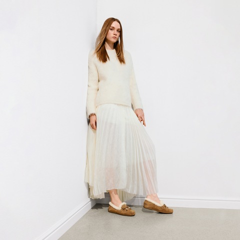 思加图2025冬季新款复古毛毛鞋豆豆鞋保暖毛里平底鞋女鞋A9593DA5