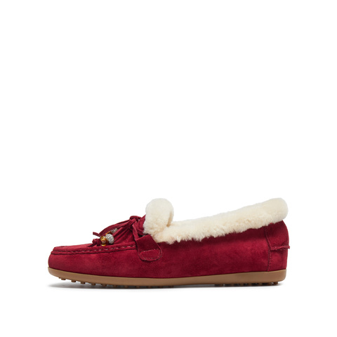 思加图2025冬季新款复古毛毛鞋豆豆鞋保暖毛里平底鞋女鞋A9593DA5