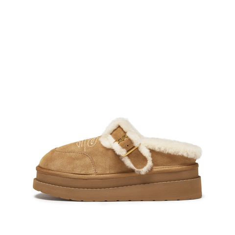 思加图2025冬季新款复古勃肯鞋毛毛鞋厚底增高保暖女鞋子EIY04DH5