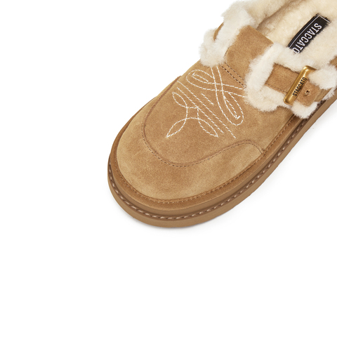 思加图2025冬季新款复古勃肯鞋毛毛鞋厚底增高保暖女鞋子EIY04DH5