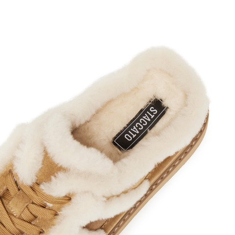 思加图2025冬季新款复古毛毛鞋保暖厚底勃肯鞋厚底半拖女EIY10DH5