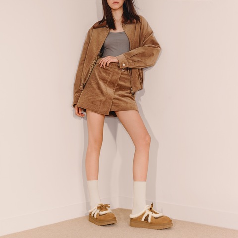 思加图2025冬季新款复古毛毛鞋保暖厚底勃肯鞋厚底半拖女EIY10DH5