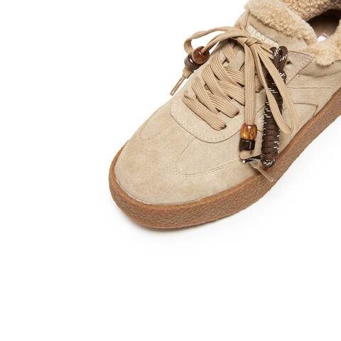 思加图2026春季新款复古德训鞋保暖毛毛鞋厚底休闲鞋女鞋J2551AM6