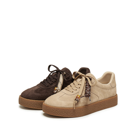 思加图2026春季新款复古德训鞋保暖毛毛鞋厚底休闲鞋女鞋J2551AM6