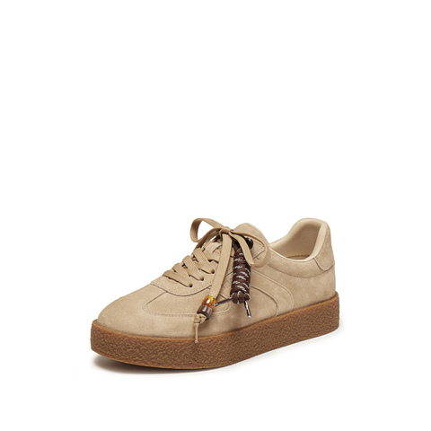 思加图2026春季新款复古德训鞋保暖毛毛鞋厚底休闲鞋女鞋J2551AM6