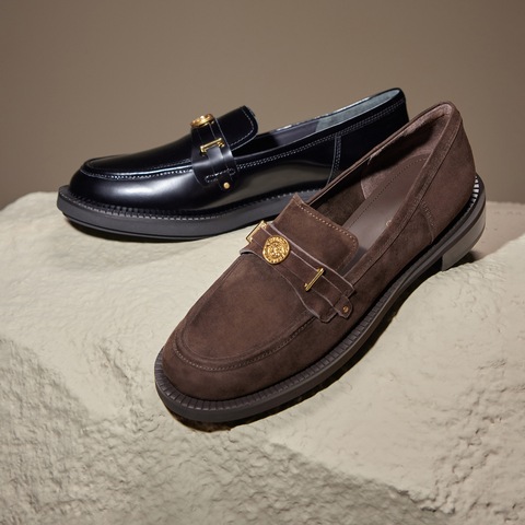 思加图2026春季新款英伦风乐福鞋一脚蹬粗跟单鞋女皮鞋EOQ15AA6