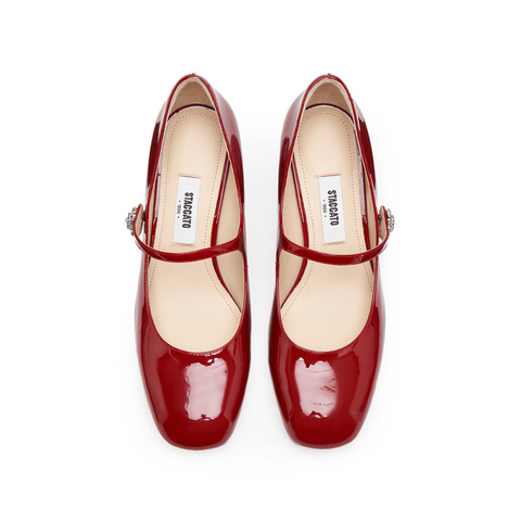 思加图2026春季新款樱桃甜心玛丽珍鞋粗跟浅口单鞋女皮鞋ECQ01AQ6