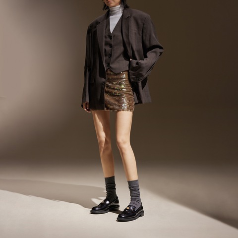 思加图2026春季新款英伦风乐福鞋一脚蹬粗跟单鞋女皮鞋EOQ15AA6