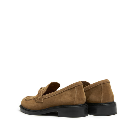 思加图2026春季新款英伦风乐福鞋一脚蹬小皮鞋粗跟女单鞋9UL21AA6