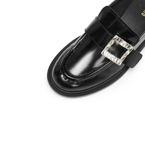 思加图2026春季新款英伦风乐福鞋一脚蹬小皮鞋厚底女单鞋9UL22AA6