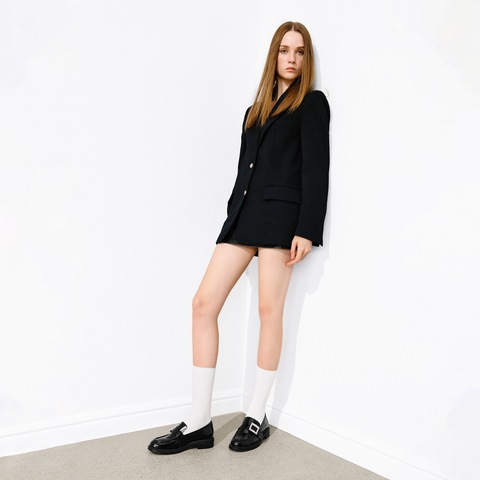 思加图2026春季新款英伦风乐福鞋一脚蹬小皮鞋厚底女单鞋9UL22AA6