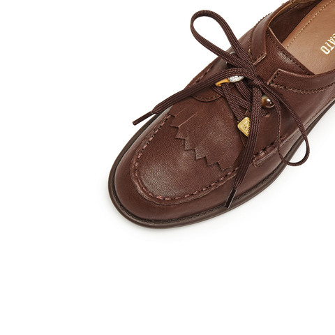 思加图2026春季新款风琴奶油牛津鞋小皮鞋单鞋袋鼠鞋女鞋9UL25AM6