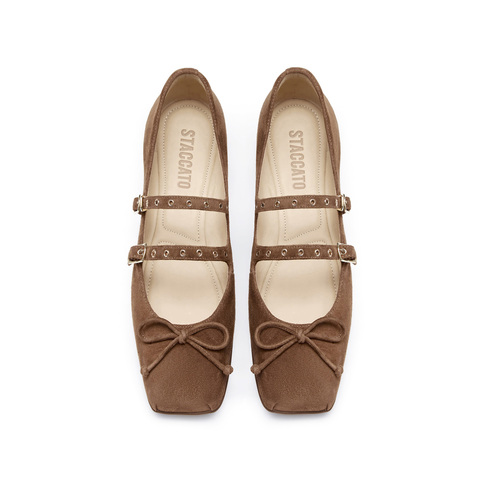 思加图2026春季新款玛丽珍鞋芭蕾舞鞋奶油鞋浅口女单鞋S6821AQ6