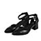 Tata/他她夏季黑色羊皮时尚玛丽珍鞋尖头粗跟女皮凉鞋MZZ17BK7