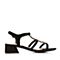 Tata/他她夏专柜同款黑色羊皮珍珠罗马鞋粗跟女凉鞋FZ301BL8