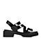 Tata/他她夏专柜同款黑色PU水钻方跟罗马鞋休闲女凉鞋S2211BL8