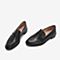 Tata/他她2018秋专柜同款黑色牛皮革水钻乐福鞋通勤女单鞋2BK01CQ8
