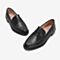 Tata/他她2018秋专柜同款黑色牛皮革水钻乐福鞋通勤女单鞋2BK01CQ8