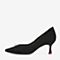 Tata/他她2018秋专柜同款黑色羊皮革绒面尖头通勤细高跟浅口女鞋2BF01CQ8