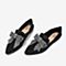 Tata/他她2018秋专柜同款黑色羊皮革蝴蝶结尖头乐福鞋浅口女鞋FPL02CQ8