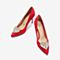 Tata/他她2018秋专柜同款红色布面水钻心形扣尖头高跟浅口女鞋FGG08CQ8