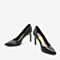 Tata/他她2018秋专柜同款黑色牛皮革通勤尖头细高跟浅口女单鞋FWZ01CQ8