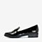 Tata/他她2018秋专柜同款黑色漆牛皮革英伦乐福鞋方跟浅口女鞋FAM14CQ8