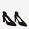 Tata/他她2018秋专柜同款黑色羊皮革毛绒尖头高跟女单鞋FB7B8CQ8