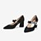 Tata/他她2018秋专柜同款黑色羊皮革绒面一字带尖头高跟女鞋FB7F5CQ8