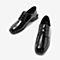 Tata/他她2018秋专柜同款黑色漆牛皮革通勤绑带方跟女单鞋S3006CM8