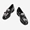 Tata/他她2018秋专柜同款黑色拼接格纹流苏方跟乐福鞋女单鞋S3005CQ8