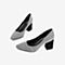 Tata/他她2018秋专柜同款黑/白/红通勤格纹粗高跟浅口女鞋S3016CQ8
