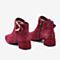 Tata/他她2018冬专柜同款酒红羊皮革心形扣通勤踝靴女短靴FGR41DD8