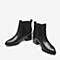 Tata/他她2018冬专柜同款黑色牛皮革尖头套筒粗高跟踝靴女短靴2I855DD8