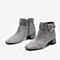 Tata/他她2018冬专柜同款灰色羊皮革心形扣通勤踝靴女短靴FGR41DD8