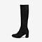 Tata/他她2018冬专柜同款黑色羊皮革绒面高跟女长靴FON81DG8