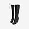 Tata/他她2018冬专柜同款黑色拼接前绑带骑士靴高跟瘦瘦靴女长靴2BY80DG8