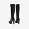 Tata/他她2018冬专柜同款黑色拼接前绑带骑士靴高跟瘦瘦靴女长靴2BY80DG8