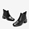 Tata/他她2018冬专柜同款黑色牛皮革方头套筒踝靴女短靴FGR43DD8