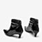 Tata/他她2018冬专柜同款黑色漆牛皮革通勤尖头猫跟女短靴FW940DD8