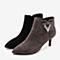 Tata/他她2018冬专柜同款黑色羊皮革绒面尖头高跟踝靴女短靴BAF02DD8