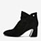 Tata/他她2018冬专柜同款黑色羊皮革绒面高跟踝靴女短靴BJF01DD8