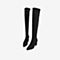 Tata/他她2018冬专柜同款黑色布面尖头高跟过膝靴女长靴BSF01DC8