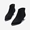 Tata/他她2018冬专柜同款黑色羊皮革尖头猫跟踝靴女短靴BTF01DD8