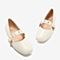 Tata/他她2018秋专柜同款米色羊皮革一字带方头玛丽珍鞋休闲女鞋2HU04CQ8