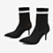 Tata/他她2018冬专柜同款黑色条纹尖头细高跟袜靴女中靴CQF01DZ8