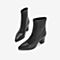 Tata/他她2018冬专柜同款黑色拼接通勤套筒尖头高跟女短靴YBSF0DD8